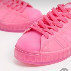Adidas jelly superstars in neon pink